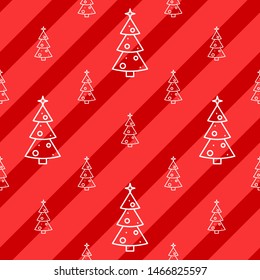 Christmas tree seamless pattern. Happy New Year print design. Vector illustration.