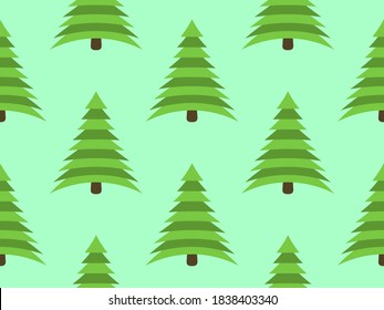 Christmas tree seamless pattern. Holiday time green fir tree. Festive background for Christmas decorations, greeting cards and banners. Vector illustration