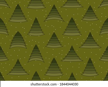 Weihnachtsbaum nahtloses Muster. Grüne Tannenbaum für Feiertage. Festlicher Hintergrund für Weihnachtsdekorationen, Grußkarten und Banner. Vektorgrafik