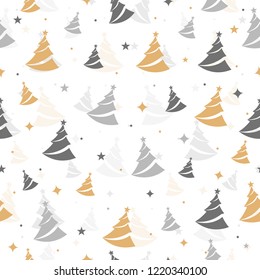 Christmas tree seamless pattern isolated background. Greeting Card, Banner, Vector illustration