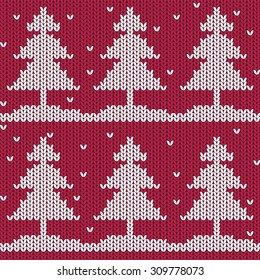 Christmas tree seamless pattern (jersey texture)