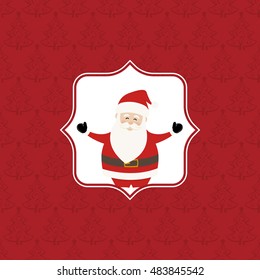 Christmas Tree Seamless Pattern with Lovely Santa Claus in Frame
