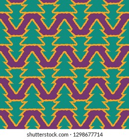 Christmas tree seamless pattern - Merry christmas holiday background.
