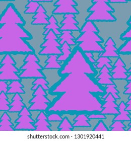 Christmas tree seamless pattern - Merry christmas holiday background.