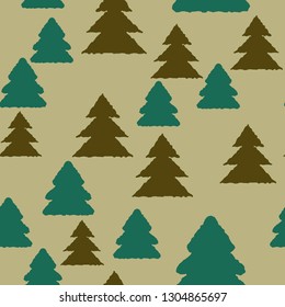 Christmas tree seamless pattern - Merry christmas holiday background.