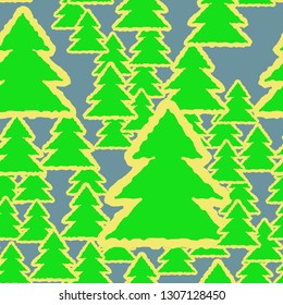 Christmas tree seamless pattern - Merry christmas holiday background.