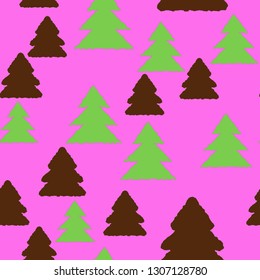 Christmas tree seamless pattern - Merry christmas holiday background.