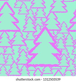 Christmas tree seamless pattern - Merry christmas holiday background.