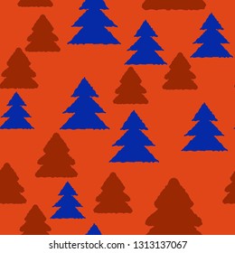 Christmas tree seamless pattern - Merry christmas holiday background.