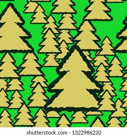 Christmas tree seamless pattern - Merry christmas holiday background.