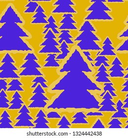 Christmas tree seamless pattern - Merry christmas holiday background.