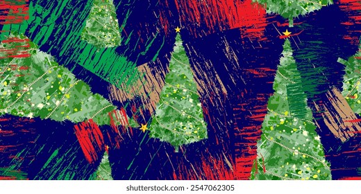 Christmas tree seamless pattern. Merry Christmas. Vector illustration