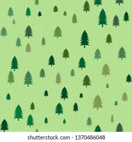 Christmas tree seamless pattern. New year firs wrapping paper design. Winter holiday decoration, green christmas trees modern background. Vector illustration.