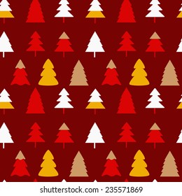 Christmas tree seamless pattern. New year background. Happy xmas.