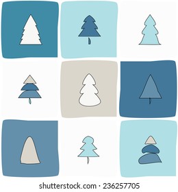 Christmas tree seamless pattern. New year background. Happy xmas.