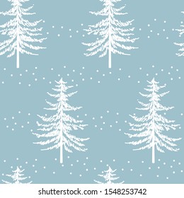 Christmas tree seamless pattern. Noel watercolor print, New year winter holiday decoration, blue christmas background with firs and white snow, wallpaper, wrapping paper design Christmas tree seamless pattern. Noel watercolor print, New year winter holiday decoration, blue christmas background with firs and white snow, wallpaper, wrapping paper design