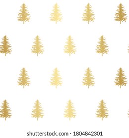 Christmas tree seamless pattern. Noel watercolor print, New year  winter holiday decoration, blue christmas background with firs and white snow, wallpaper, wrapping paper design