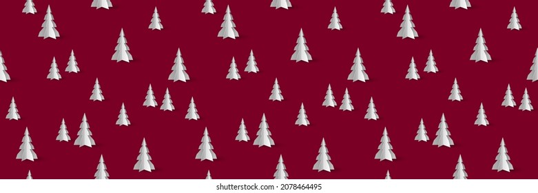 Christmas tree seamless pattern on red background vector illustration