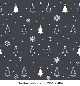 Christmas tree seamless pattern on black background