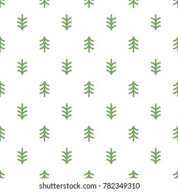 Christmas tree seamless pattern on white background. Holiday. Vector illustration.