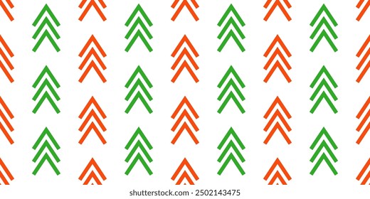 Christmas tree seamless pattern. Red and green candy zigzag stripes background. Christmas present pattern. Holiday lines backdrop. Xmas gift wrapping print. Vector Illustration on white background.