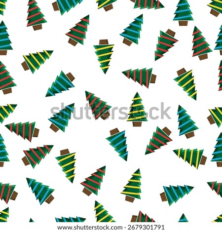 Christmas Tree Seamless Pattern, Seasonal background or wallpaper, Festive design element