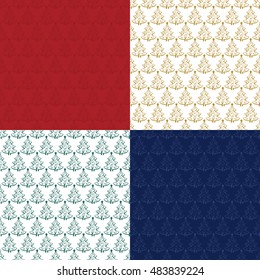 Christmas Tree Seamless Pattern Set
