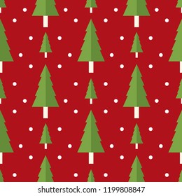 Christmas tree seamless pattern with snow.