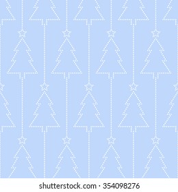 Christmas tree seamless pattern. Stars pattern. Garlands of trees. Circle pattern.Beads pattern.Abstract Background. Christmas Pattern.New year blue background.Geometric Pattern.Vector Regular Texture