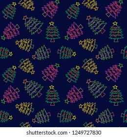 christmas tree seamless pattern vector