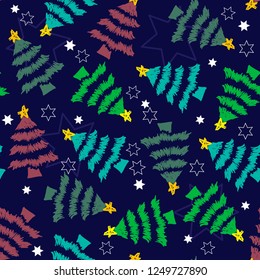 christmas tree seamless pattern vector