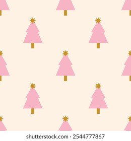 Christmas tree seamless pattern. Vector minimalist illustration