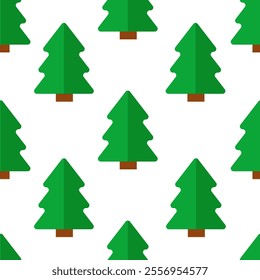 Christmas tree seamless pattern. Vector clipart isolated on white background. 