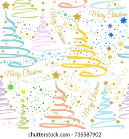 Christmas tree seamless pattern. Vector background.