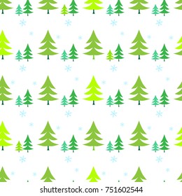 Christmas tree seamless pattern vector snowflake