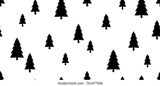 Christmas tree seamless pattern vector wood forest snow mountain Santa Claus new year wallpaper background