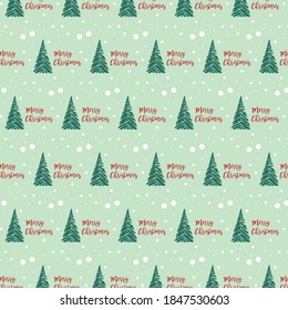 Christmas tree seamless pattern with the words Merry Christmas.