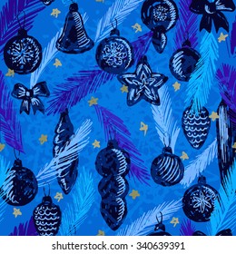 Christmas Tree Seamless pattern/Ink hand drawn christmas decorations