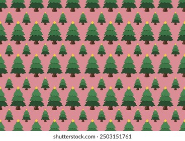 Christmas tree seamless patterns on a light red background. For cards, frames, posters, book covers, textiles, wallpaper, wrapping and fabric. 