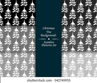 Christmas tree seamless patterns set