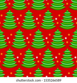 Christmas tree. Seamless christmas vector illustration background