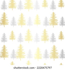 Christmas tree seamless vector pattern. Watercolor Noel firs print, winter frozen pine trees on blue background, wallpaper, wrapping paper design