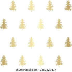 Christmas tree seamless vector pattern. Watercolor Noel firs print, winter frozen pine trees on blue background, wallpaper, wrapping paper design