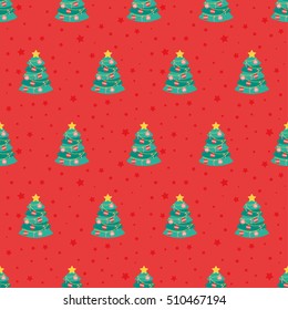 Christmas tree seamless vector pattern design