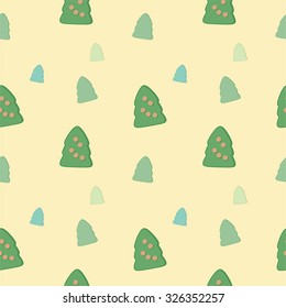 Christmas tree seamless vector retro  pattern.  Can be used in web design, printed on fabric/paper, as a background, or as an element in a composition.