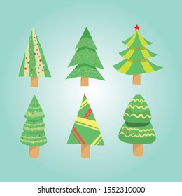 Christmas tree set 1 for illustration and drawing