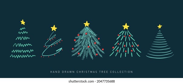 Christmas tree set collection in vector