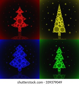 Christmas tree, set the color. Vector illustration