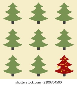 Un árbol de Navidad con unos decorados y desnudos - archivo vectorial, editable