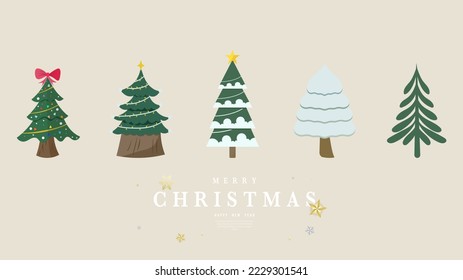 Juego de árboles de Navidad decorado árboles de Navidad invierno , Diseño plano moderno , ilustración Vector EPS 10